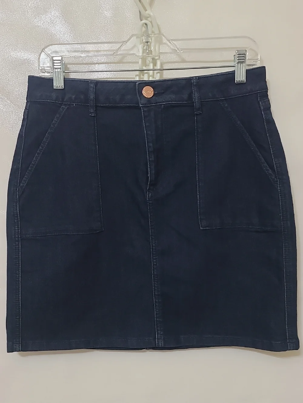 Loft Women's Dark Navy Pocket A-Line Denim Jean Skirt‎ - Size 6 New with Tags